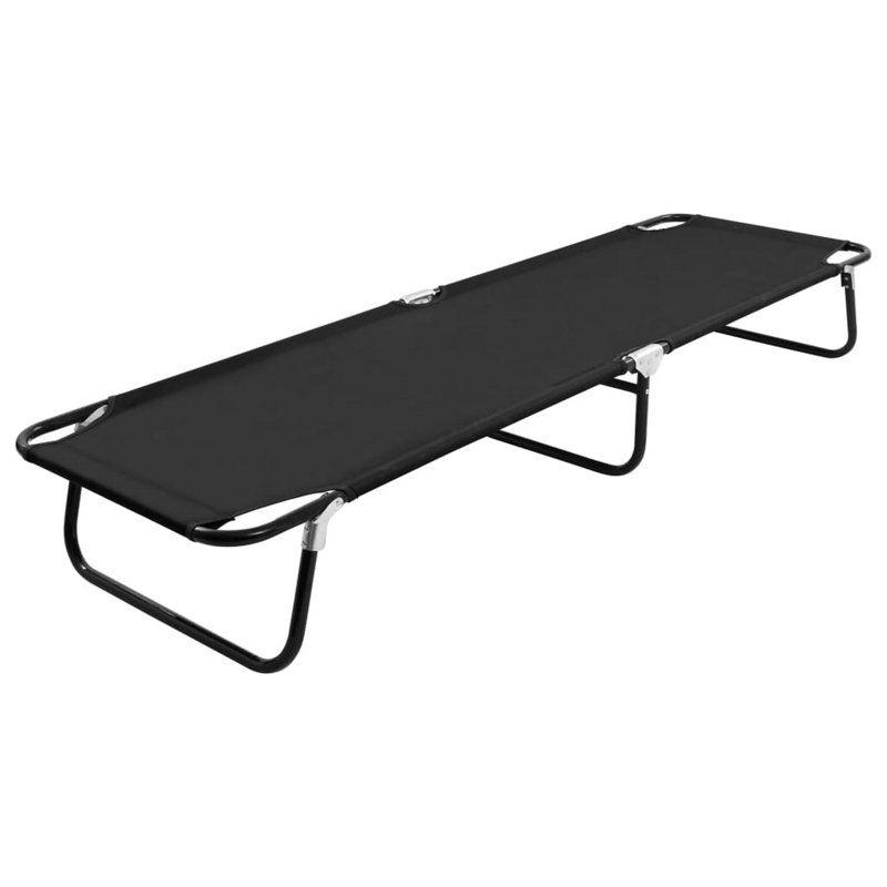 Natchez Folding Sunlounger Outdoor Cot, Black