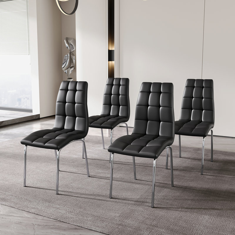 Upholstered Parsons Chair (set Of 4), Black, Silver