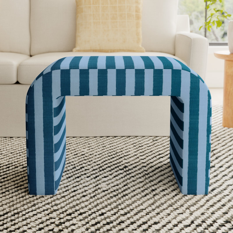 Barley 28" Wide Standard Ottoman, Brush Canopy Tonal Blue