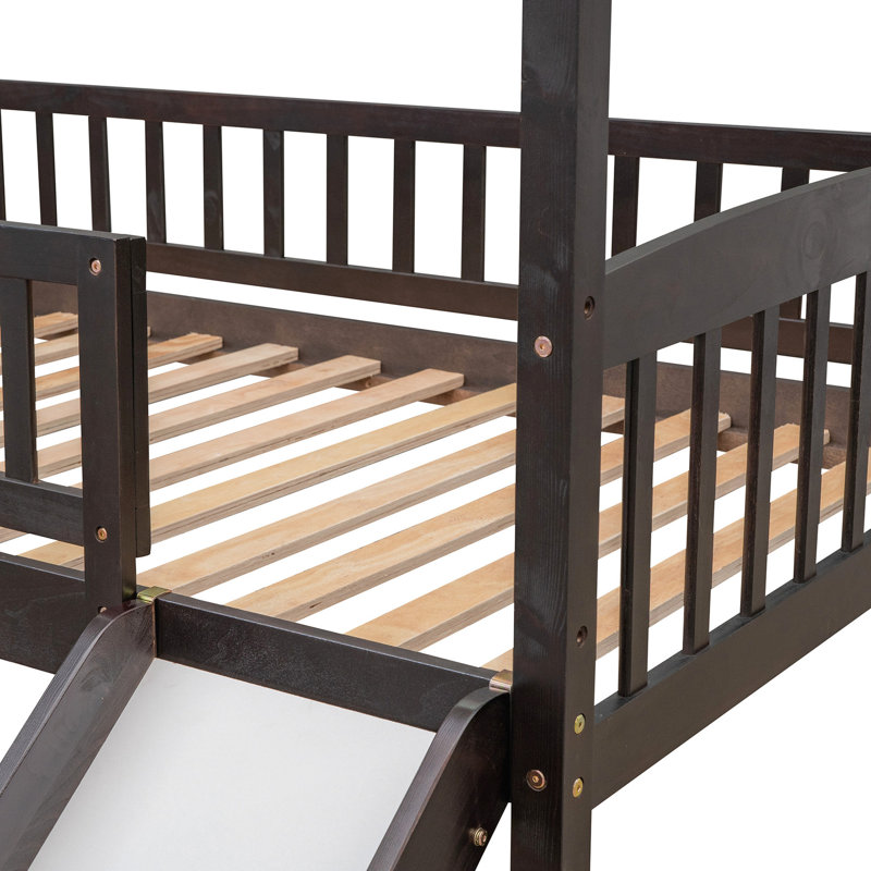 Lit mezzanine simple avec glissoire, - offre une aire de jeu confortable qui répond à vos besoins d'espace, Espresso