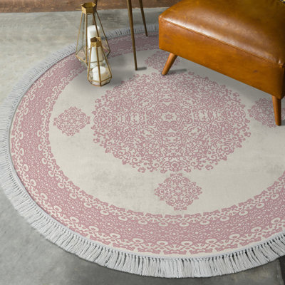 Round Mercedes Damask Area Rug