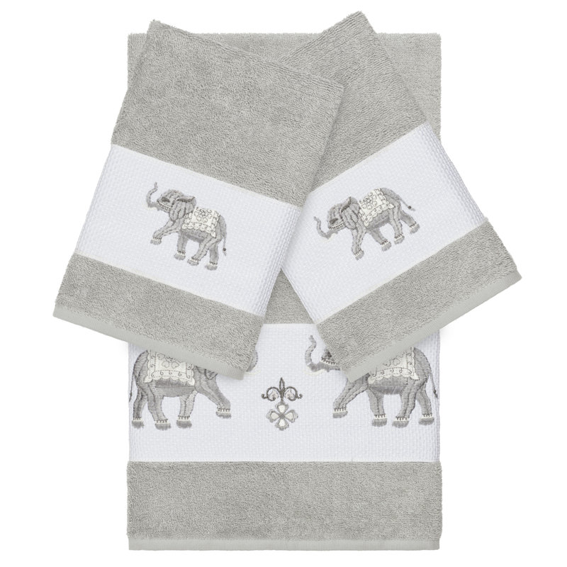 Quinn Turkish Cotton Towel Set, Light Gray, 3 Piece Towel Set
