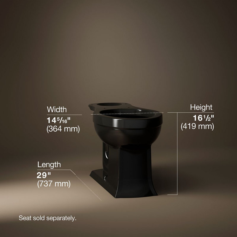 Archer Comfort Height Elongated Bowl, Black Black
