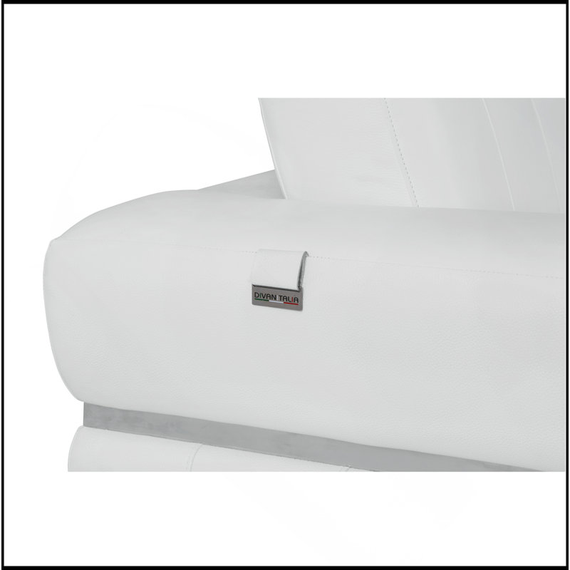Causeuse en cuir italien Global United, Blanc