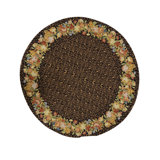Hand-Knotted High-Quality Brown, Yellow, and Green Round Area Rug