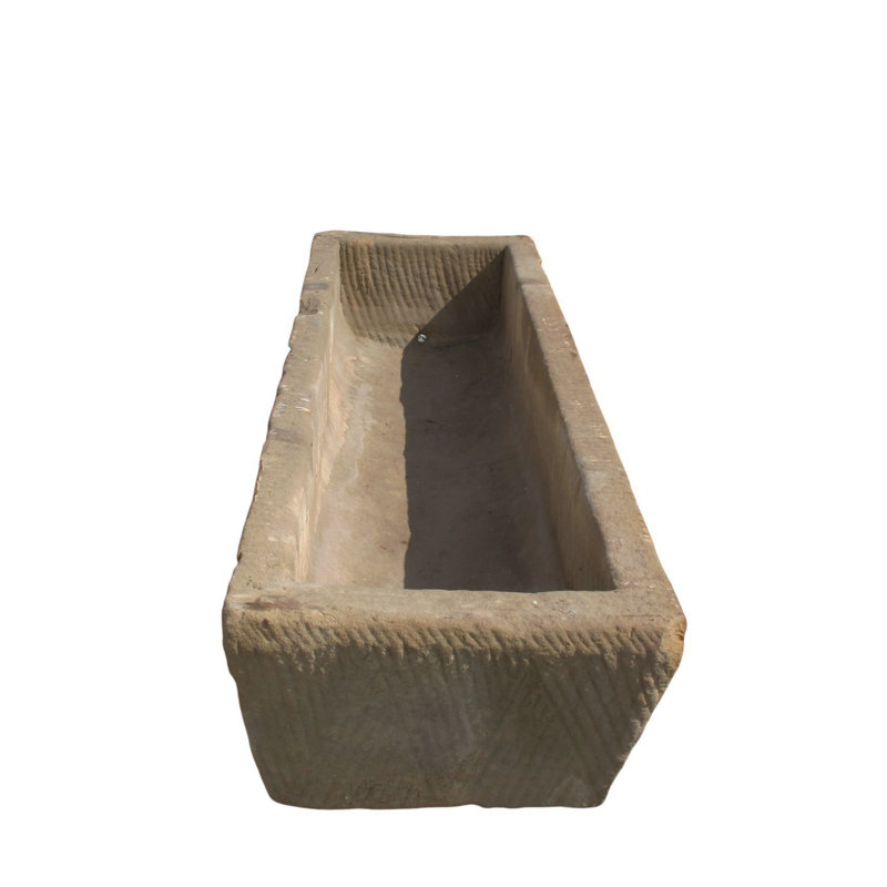 74" Inch Long Hand Chiseled Stone Trough 62