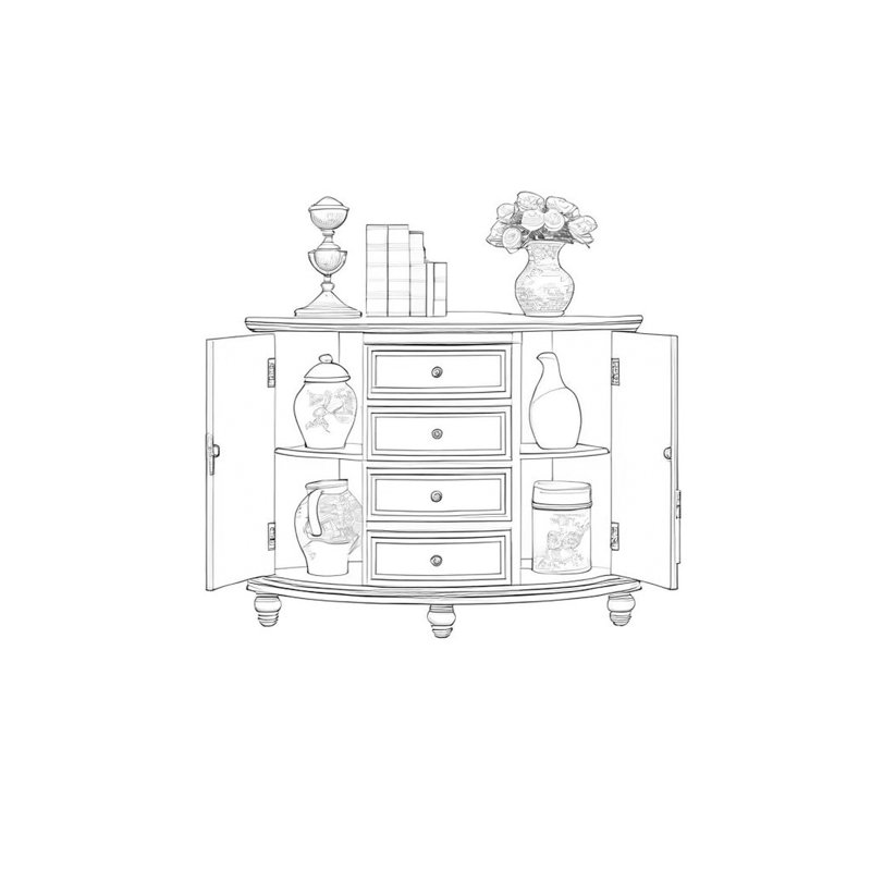 Rustic Corner Cabinet with Vintage Handles
