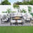 7-piece Patio Conversation Set With 3-seater Sofa, Ottomans & Coffee Table With Ice Bucket In Black