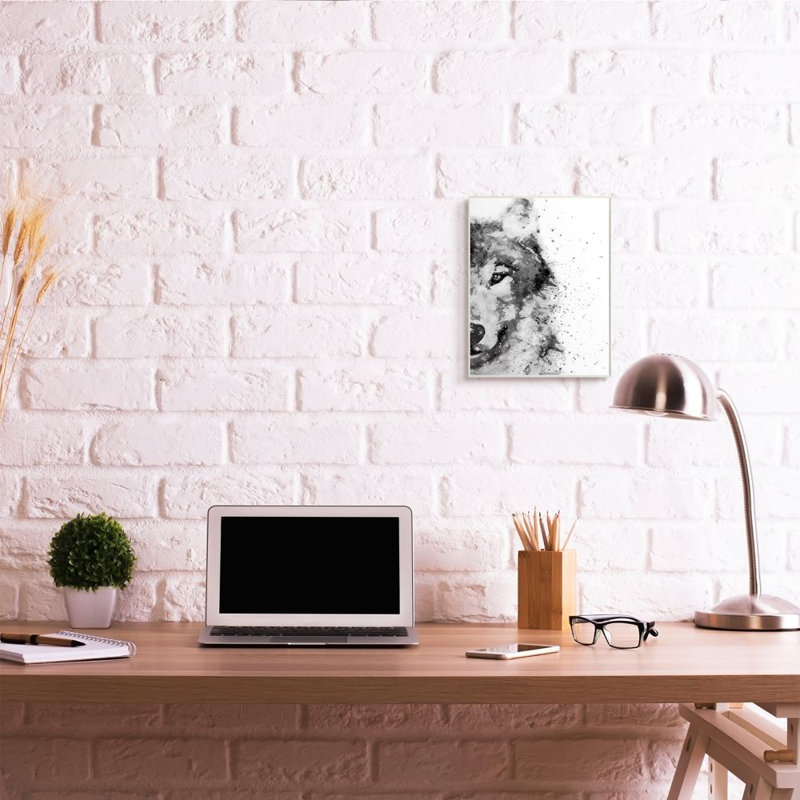 «Forest Wolf Wild Animal Watercolor Pop White» par Ziwei Li - impression d'art graphique, H 15 po x l 10 po, Plaque murale