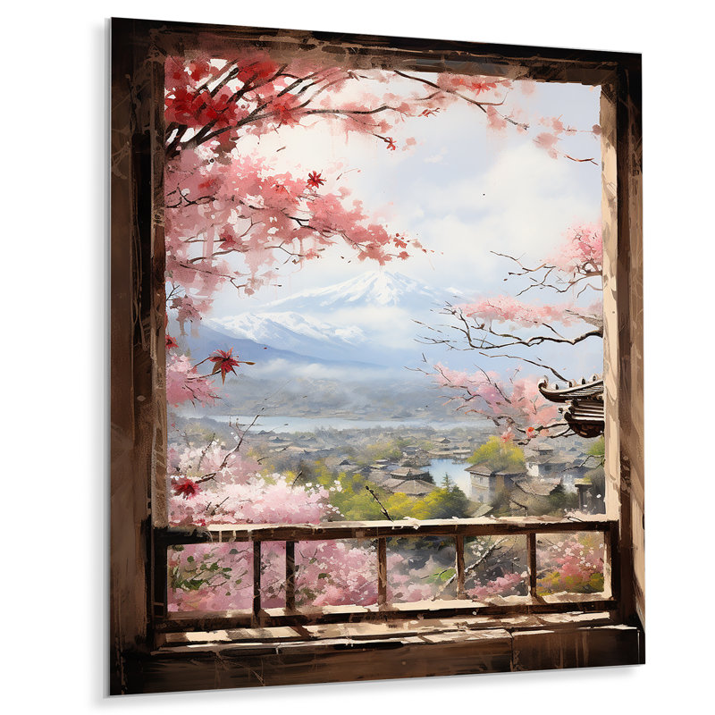 «Pink Window To Hiroshima IV», art mural en métal au Japon, H 32 po x l 16 po x P 1 po