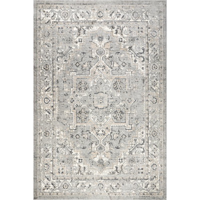 Edwa Traditional Power Loom Performance Light Gray Rug