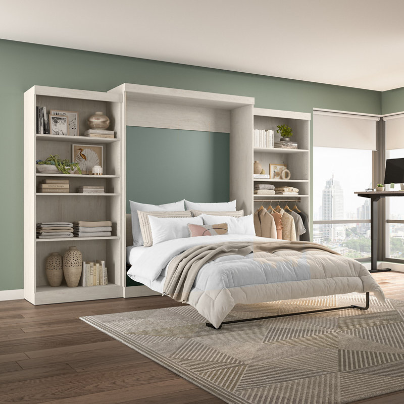 Arlex Murphy Bed, Queen, Linen White Oak