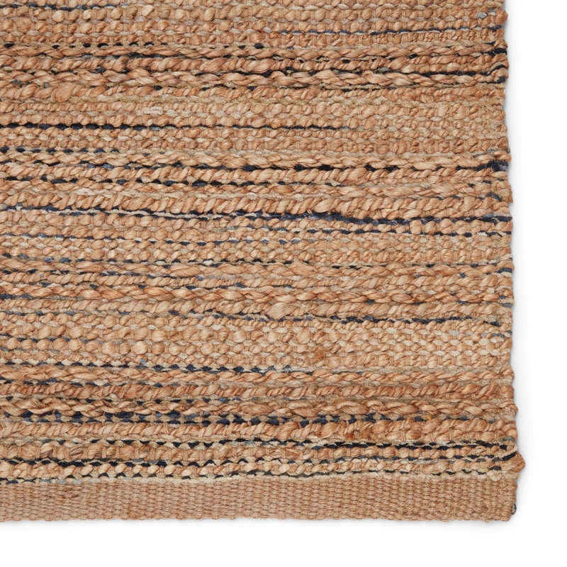 Tapis brun clair fait à la main Caroline, Rectangle 8 pi x 10 pi