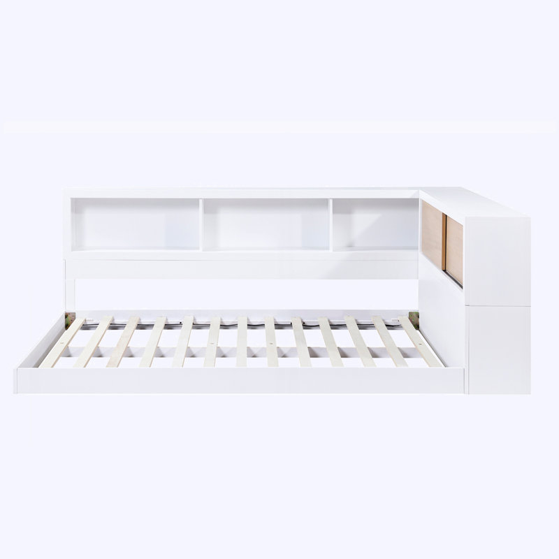 Lit de style moderne avec tête de lit bibliothèque 1pc, Double