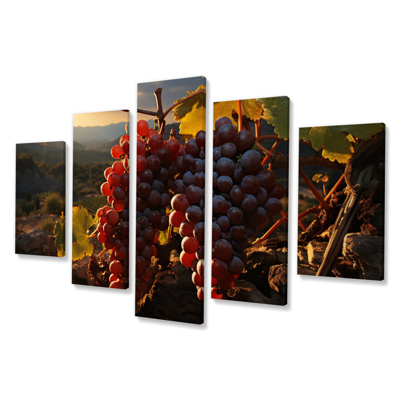 Scenic Vibrant Harvest Vineyard - Décoration murale vignoble - 5 panneaux