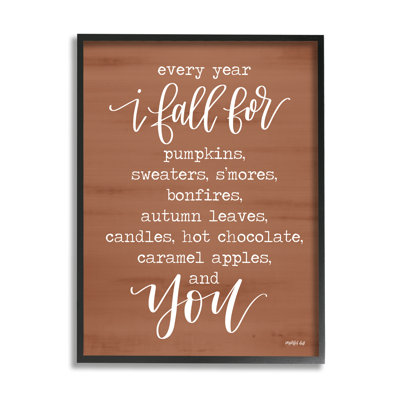 Cozy Romantic Autumn Quote Brown Seasonal Calligraphy by Imperfect Dust - Textual Art