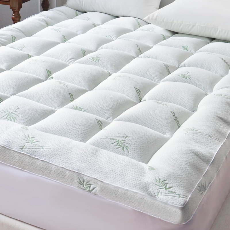 Luxury 10cm Extra Thick Bamboo Mattress Topper - 1000GSM Cloud-Like Plush Topper - Hypoallergenic, Cooling & Hotel Quality