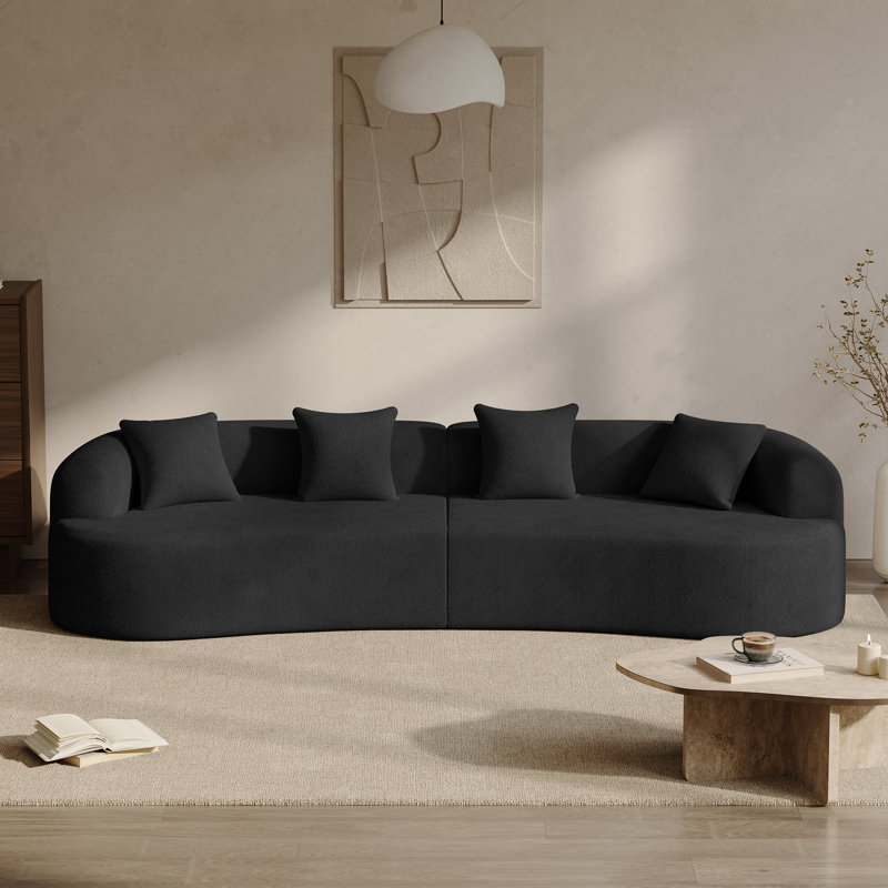 Canapé incurvé désossé en mousse à haute densité et sans assemblage requis, 4, H 24,5 po x l 106,5 po x P 41 po, Noir