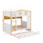 Lit superposé avec garde-corps en forme de maison et lit gigogne, lit superposé en bois avec tablettes de rangement