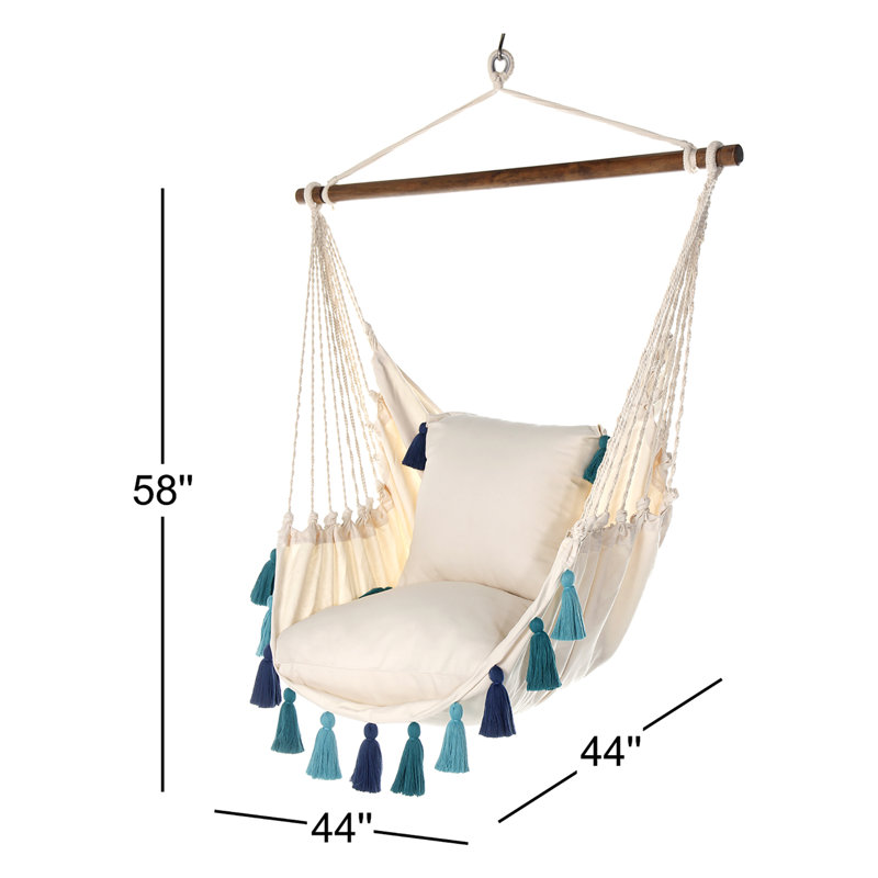 Chair Hammock with Tassels, Green/Blue