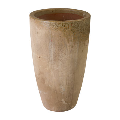 Antique Amber Ceramic Round Planter with Drainage Hole
