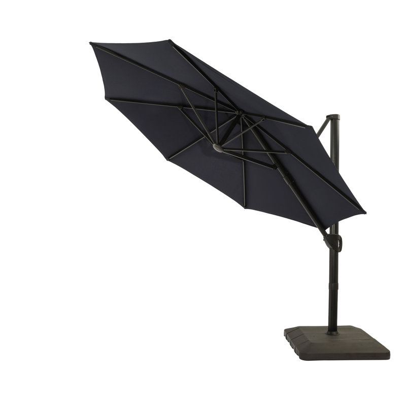 129" Luxury Cantilever Umbrella with Based, Navy Blue