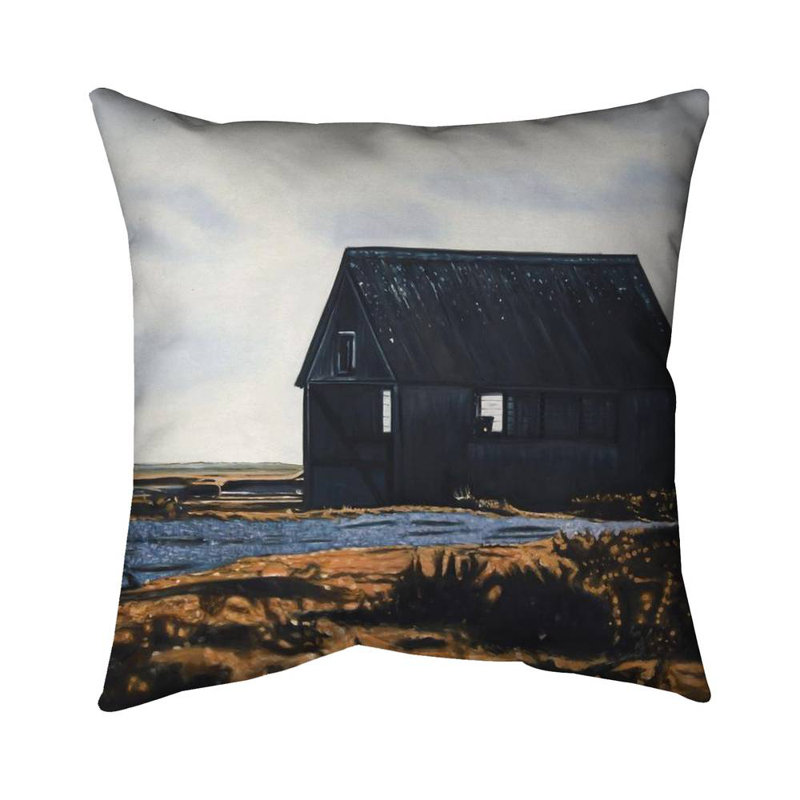 Abandoned barn - 16"x16" Throw pillow - Poly twill - Print on demand, 16"H x 16"W, Polyester
