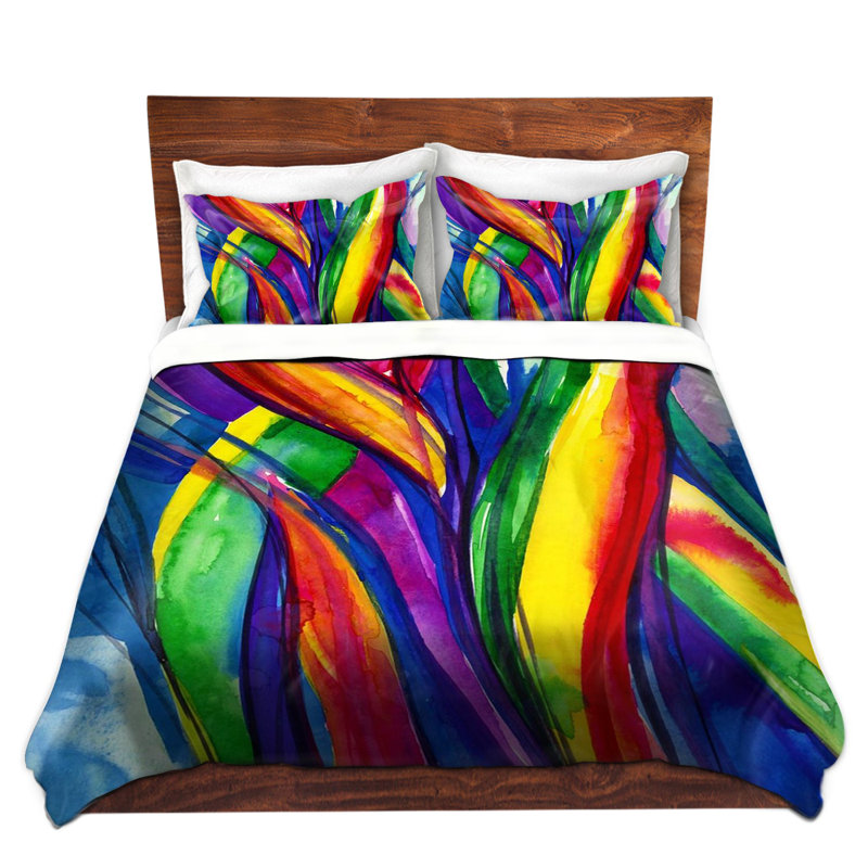 Ensemble de housse de couette de mer danse de couleur, 1 housse simple + 1 taie standard