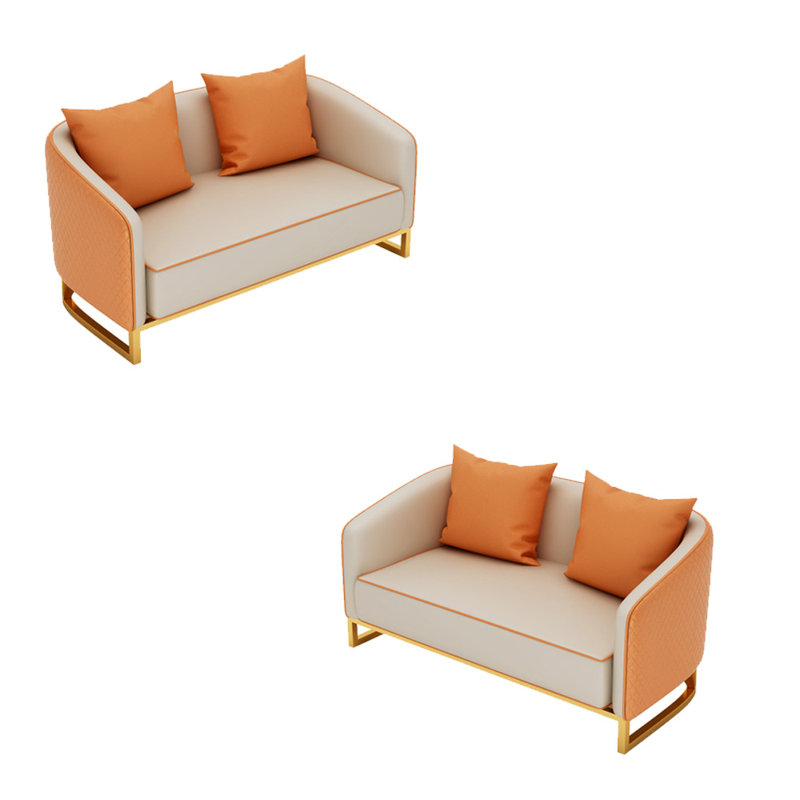 Causeuse Diffendal, Similicuir blanc / orange