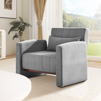 Comfortable 3 In 1 Convertible Sleeper, Sofa Bed, Adjustable Backrest Chair With One Pillow