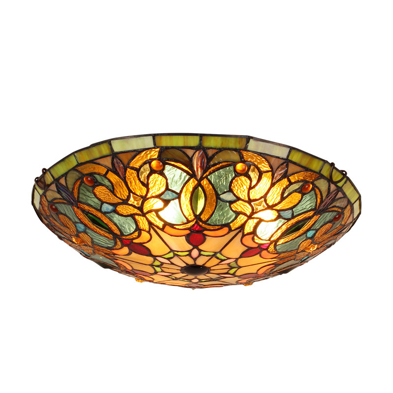 Plafonnier encastré 3 lumières 15,7 po Tiffany Ackman, Ambre / vert
