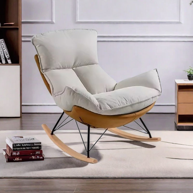 Chaise berçante confortable en coquille d'œuf, Blanc / vert