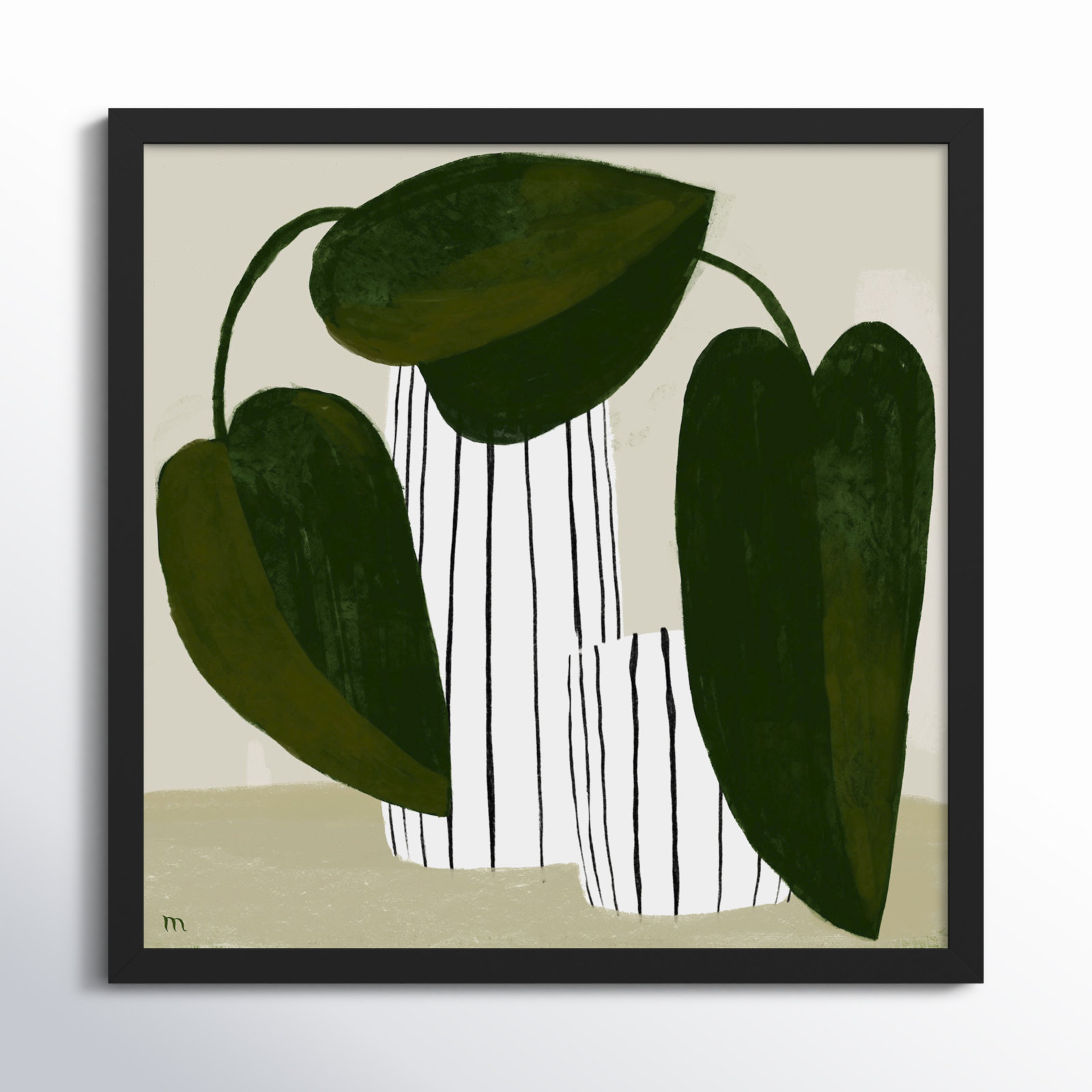 Juba "Striped Vases" Painting, Black, 30" H x 30" W x 1.25" D