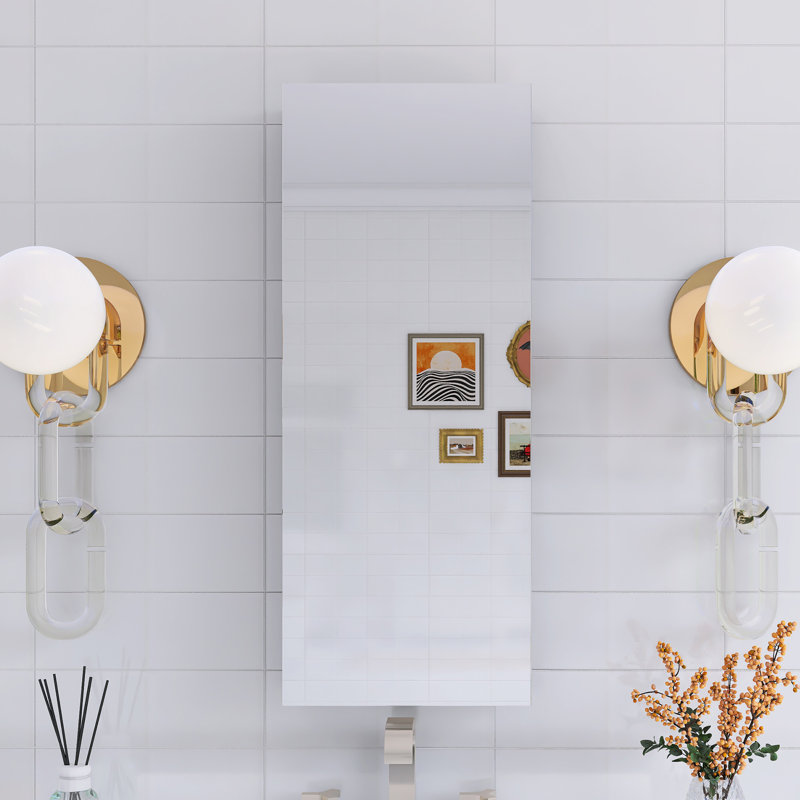 12" Rectangular Aluminum Medicine Cabinet With Mirror