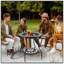 Table de salle à manger pour foyer d'extérieur durable de 30 po, bol à feu de bois rond 3-en-1, seau à glace de patio avec tablette de rangement, couvercle pare-étincelles pour barbecue, feu de camp, camping, mosaïque