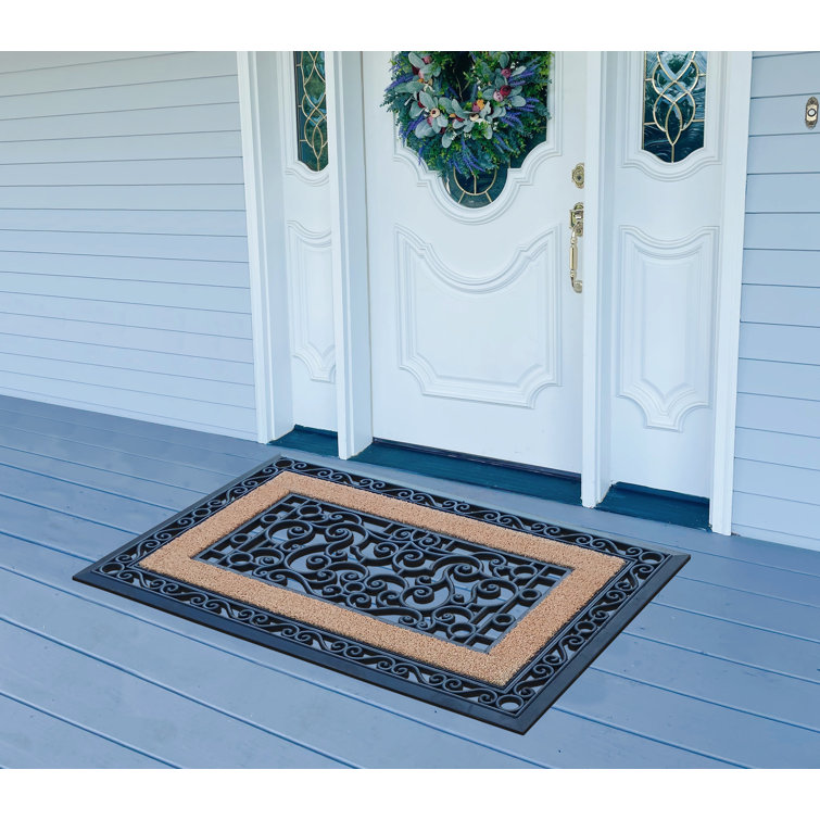 Black Rubber Door Mat | Honeycomb Style Doormat for Indoor Outdoor | Heavy  Duty