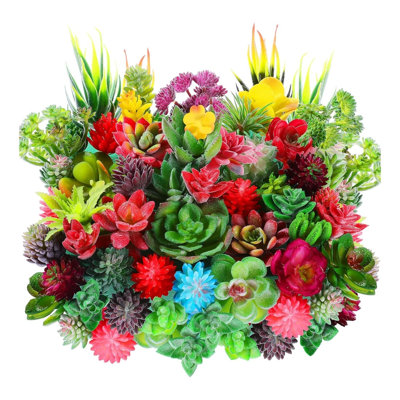 50 Mini Artificial Succulent Plants Assorted Unpotted Plastic Cactus Stems For Home And Garden Decor