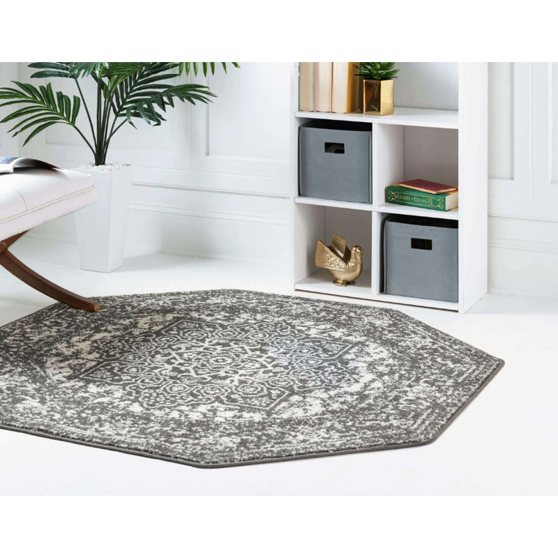 Tapis Traditional Endesha couleur pierre, Octogone 5 pi
