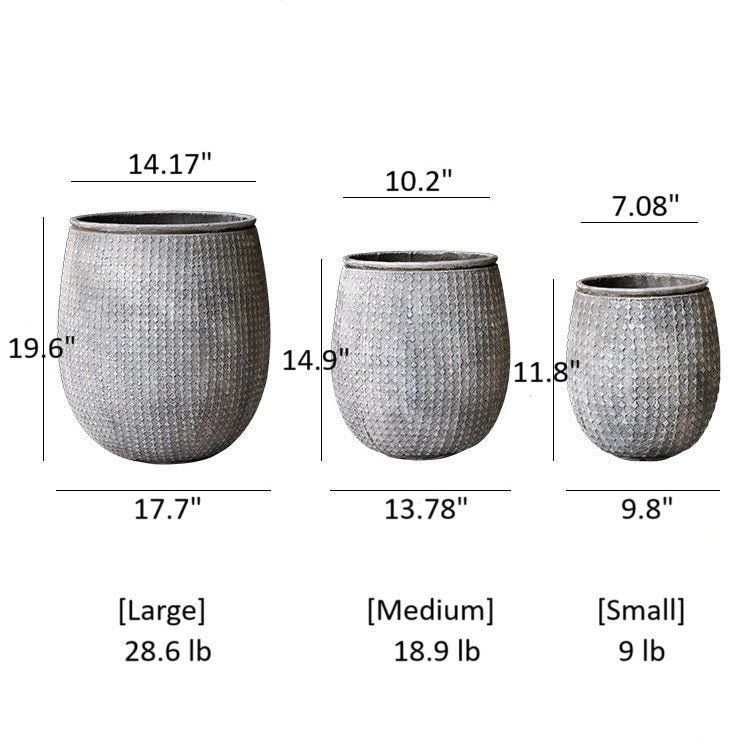 StoneNest Textured Planter, Gray, 14.9" H x 13.78" W x 13.78" D