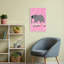 Pink Skating Elephant Contemporary Wall Art Print 1 Piece Wrapped Canvas Wall Art-218030215