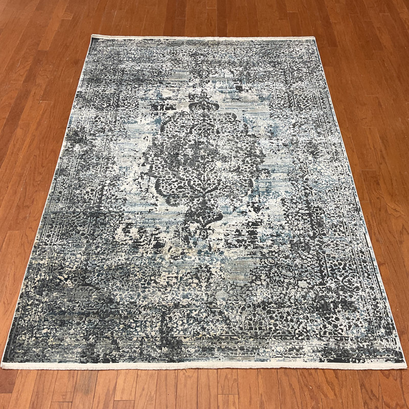 Tapis turc en laine et en soie à motif moderne effacé Williston Forge