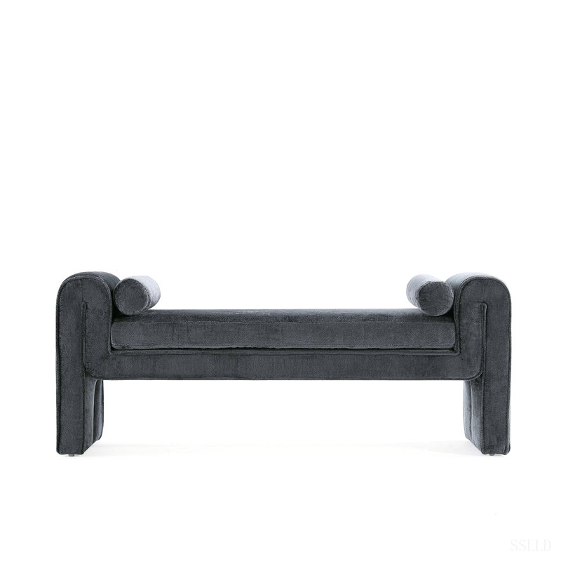 Banc d'appoint en chenille, Black, Noir, Black