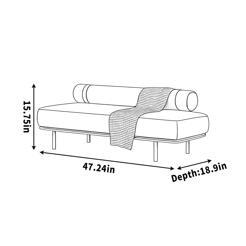 Banc de repos en acier inoxydable, H 15,75 po x l 47,24 po x P 18,9 po