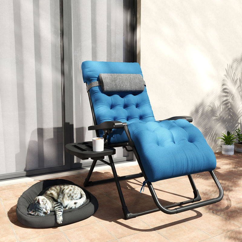 Padded Zero Gravity Chair, Folding Recliner Chair, Navy Blue