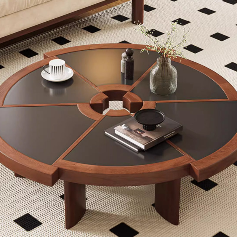 Creative design sense solid wood coffee table, 12.99" H x 39.37" L x 39.37" W