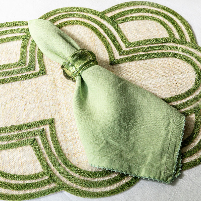 Berry Scallop Napkin, Sage Green