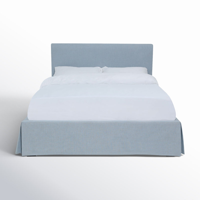 Zatanna Upholstered Low Profile Platform Bed, King, Blue