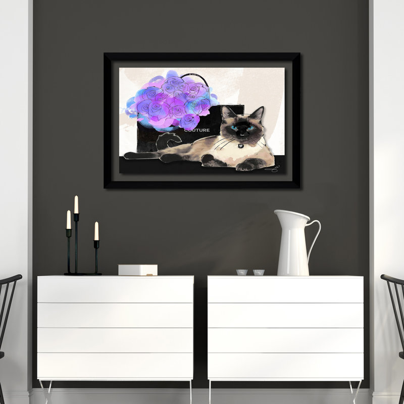 « couture kitty », reproduction encadrée, H 21,5 po x l 27,5 po x P 0,75 po
