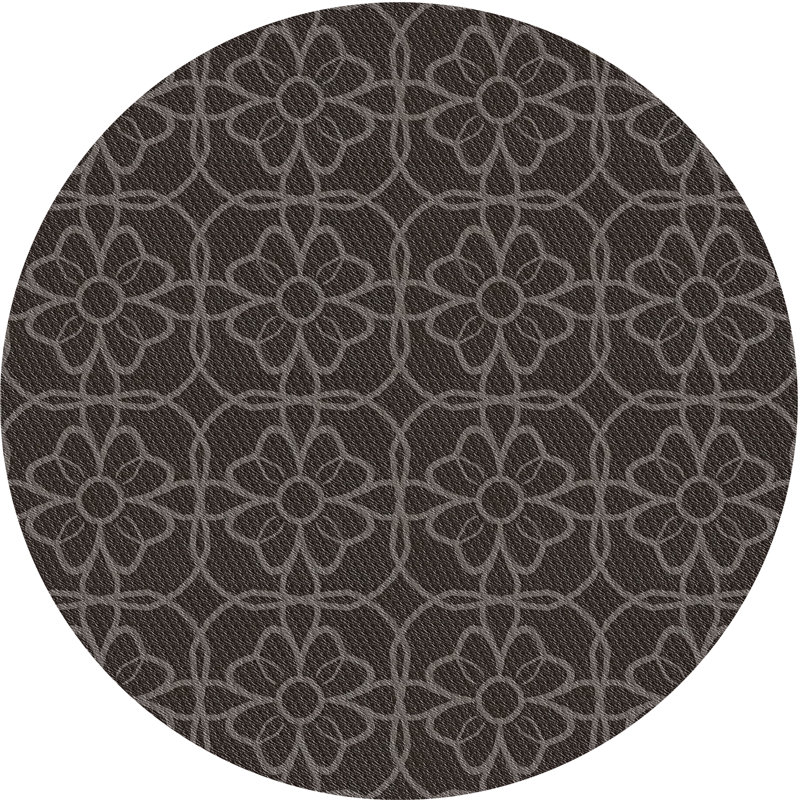 Tapis à motif floral brun, Rond 7 pi