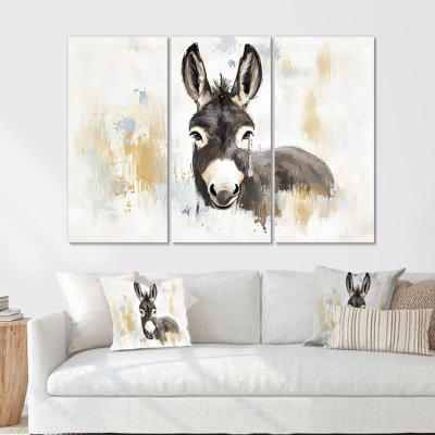 Gentle Bray Donkey By The Farm I - Donkey Wall Art Living Room Set